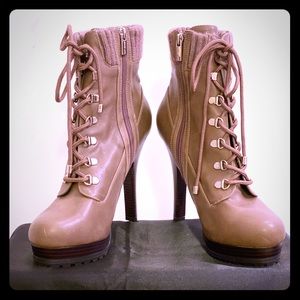 J Lo Moritz taupe heeled ankle boots